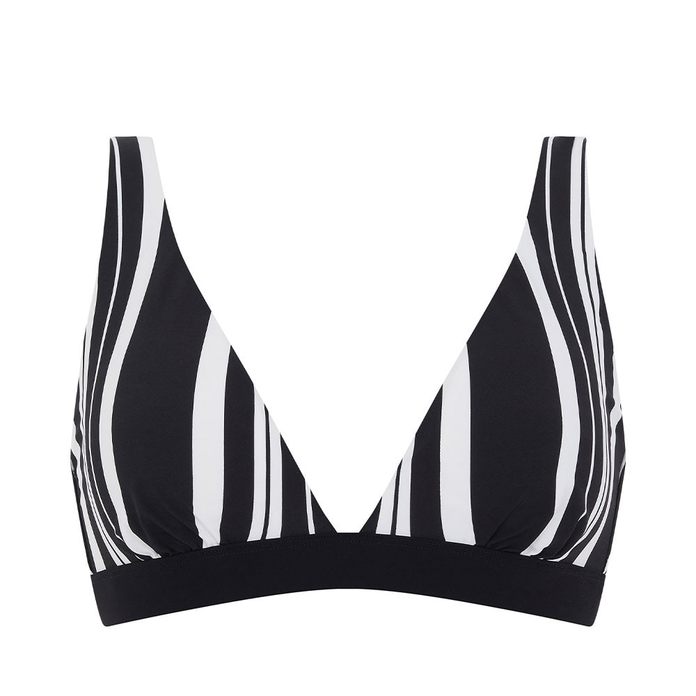 Maui Wirefree Bikini Top, Black Stripes
