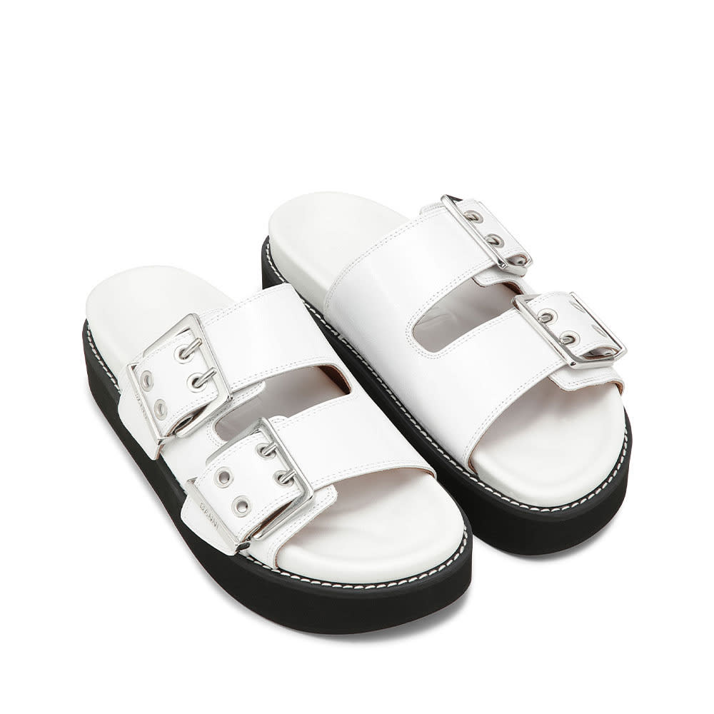 Sandaler Wide Welt Chunky Buckle Flatform Lack