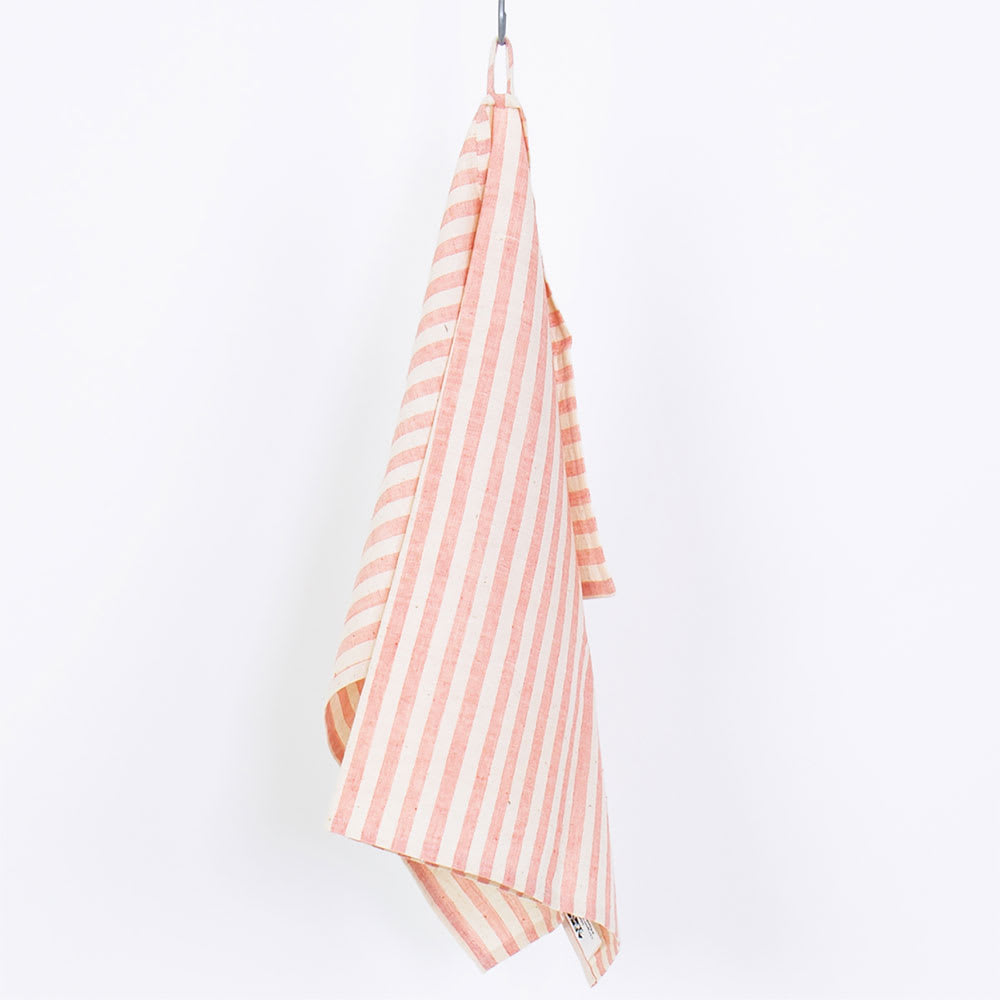 ECO BLOCKSTRIPE Handduk, vit/rosa från A World of Craft
