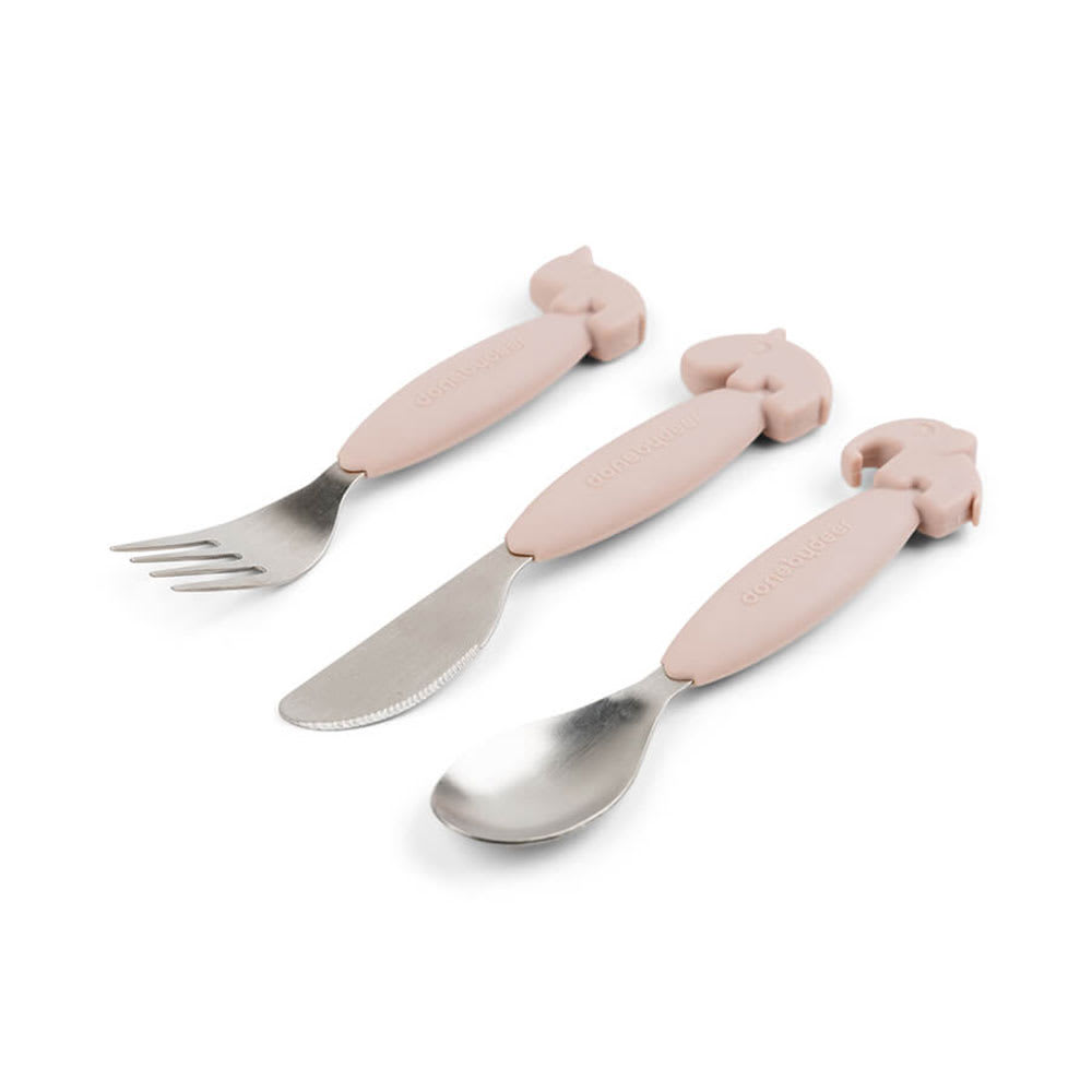 Easy-grip cutlery set Deer friends Powder