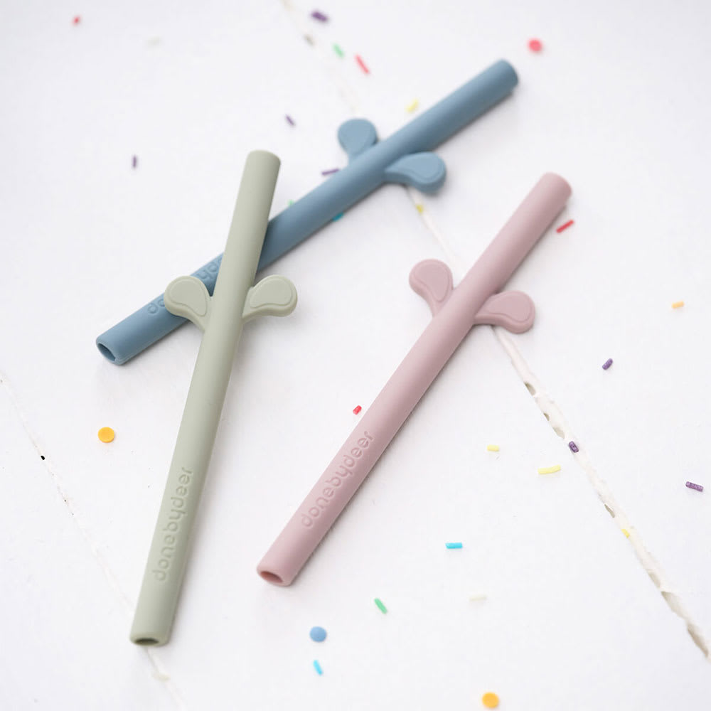 Peekaboo silicone straw 5-pack Blue mix