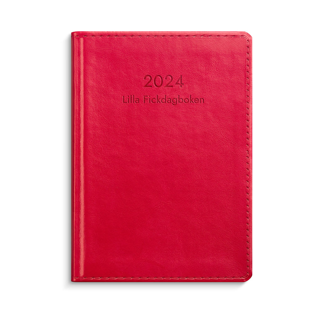 Kalender 2024 Lilla Fickdagboken rött konstläder från Burde