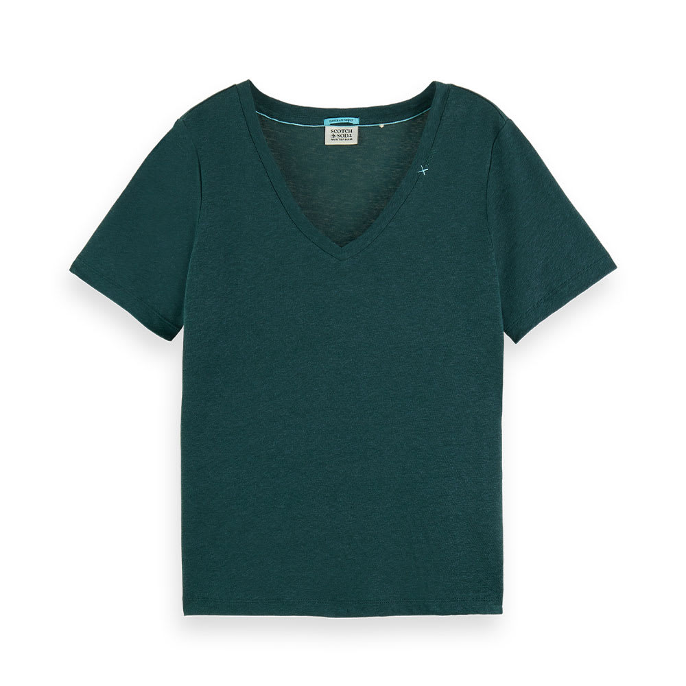 Embroidered detail v-neck T-shirt