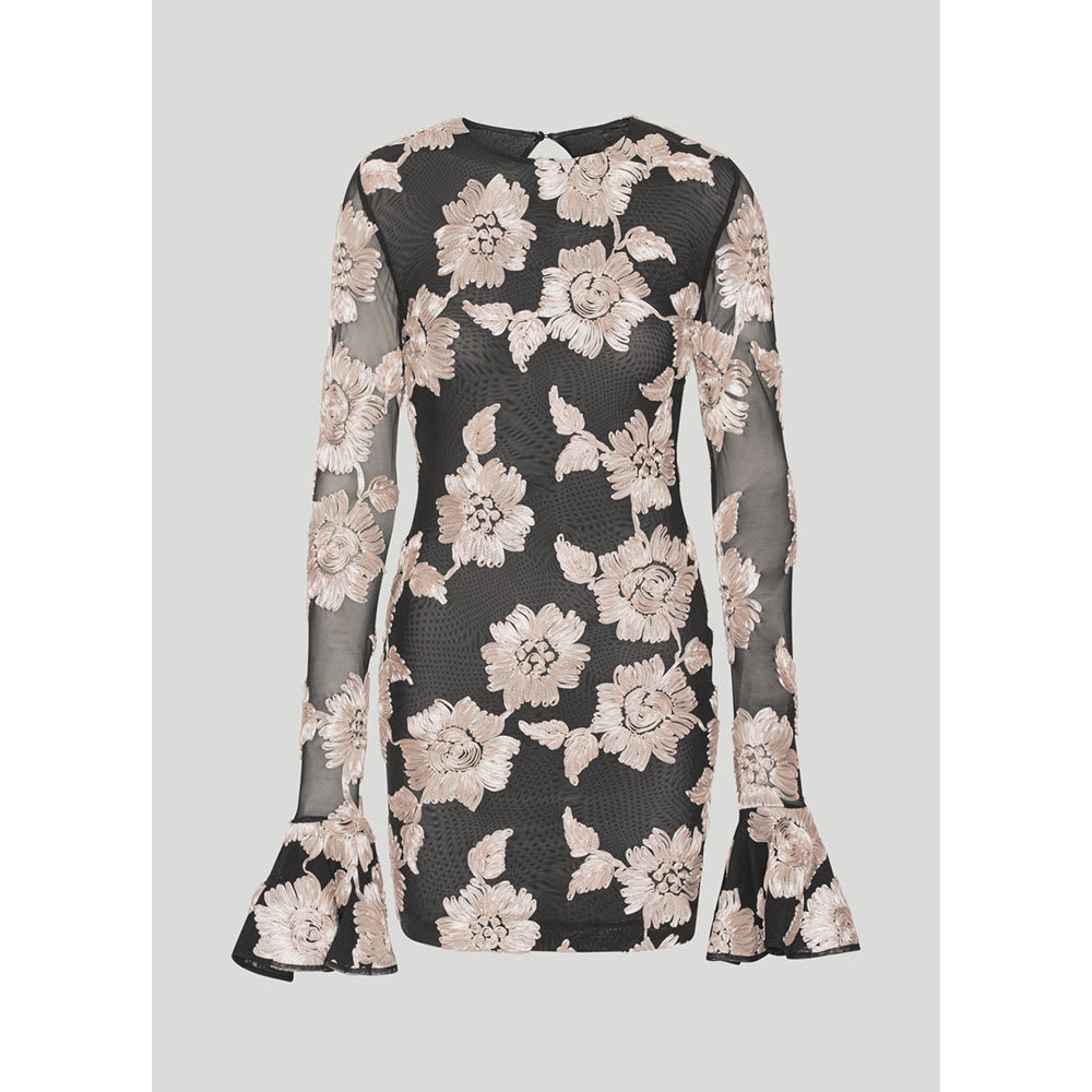 Flower Mesh Mini Dress