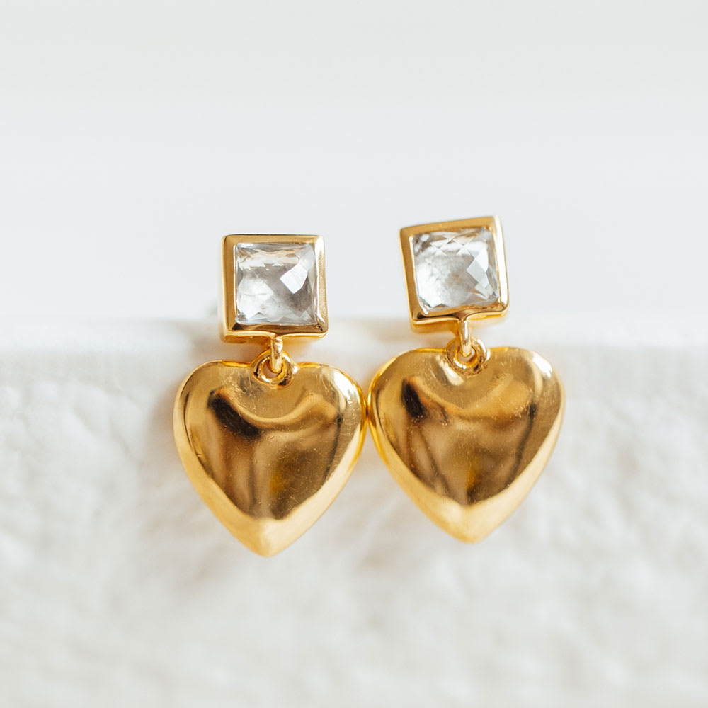 Young At Heart Earrings Gold Green Amethyst