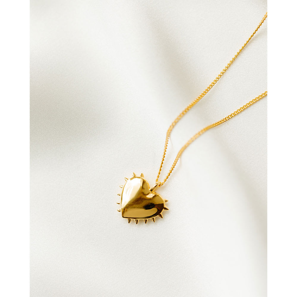 True Love Spike Heart Necklace Gold