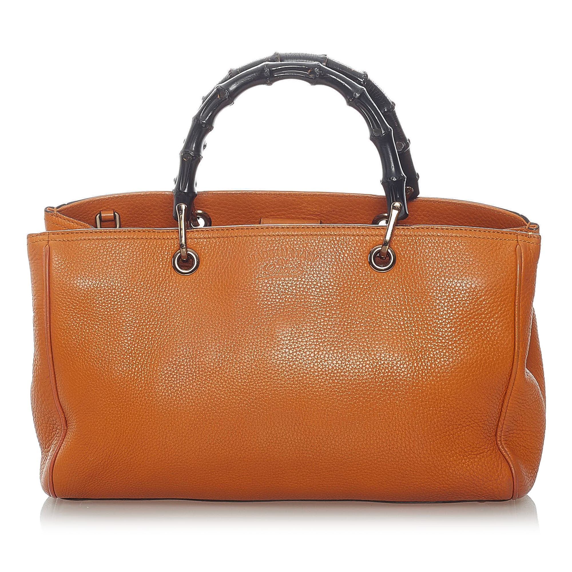 Gucci Bamboo Shopper Leather Satchel, ONESIZE, orange