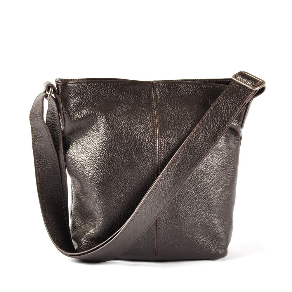 Small Shoulder Bag Brown Grained Leather