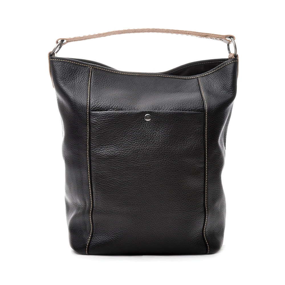 Bucket Bag Black Grained Leather