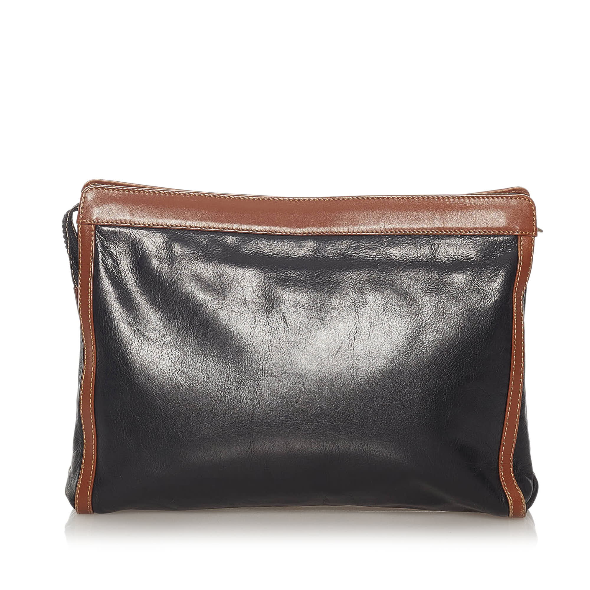 Celine Leather Clutch Bag, ONESIZE, black