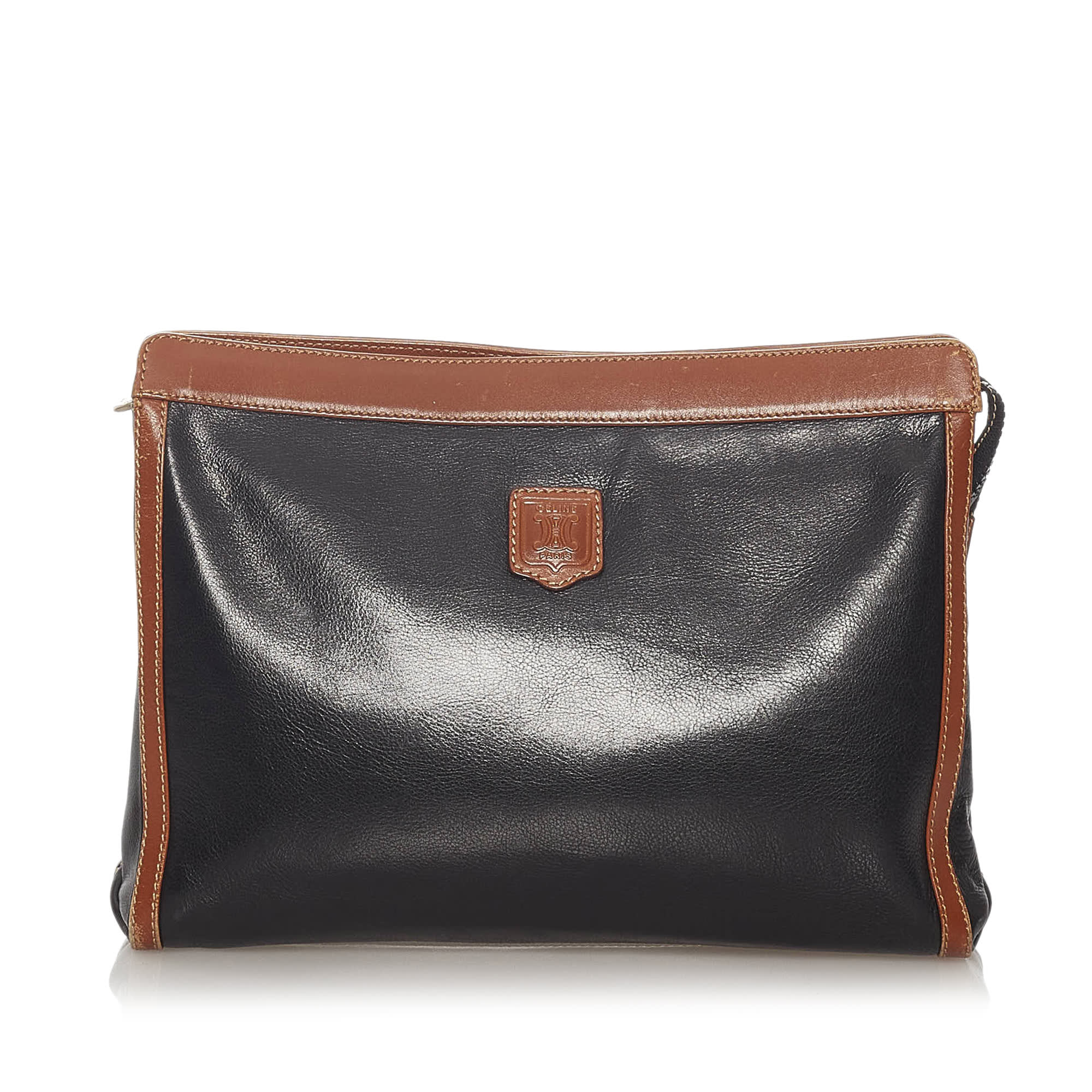 Celine Leather Clutch Bag, ONESIZE, black