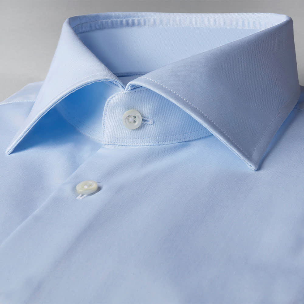 Fitted Body Shirt In Superior Twil lLight Blue, Blue
