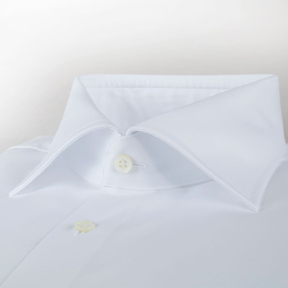 White Fitted Body Shirt In Superior Twill, White