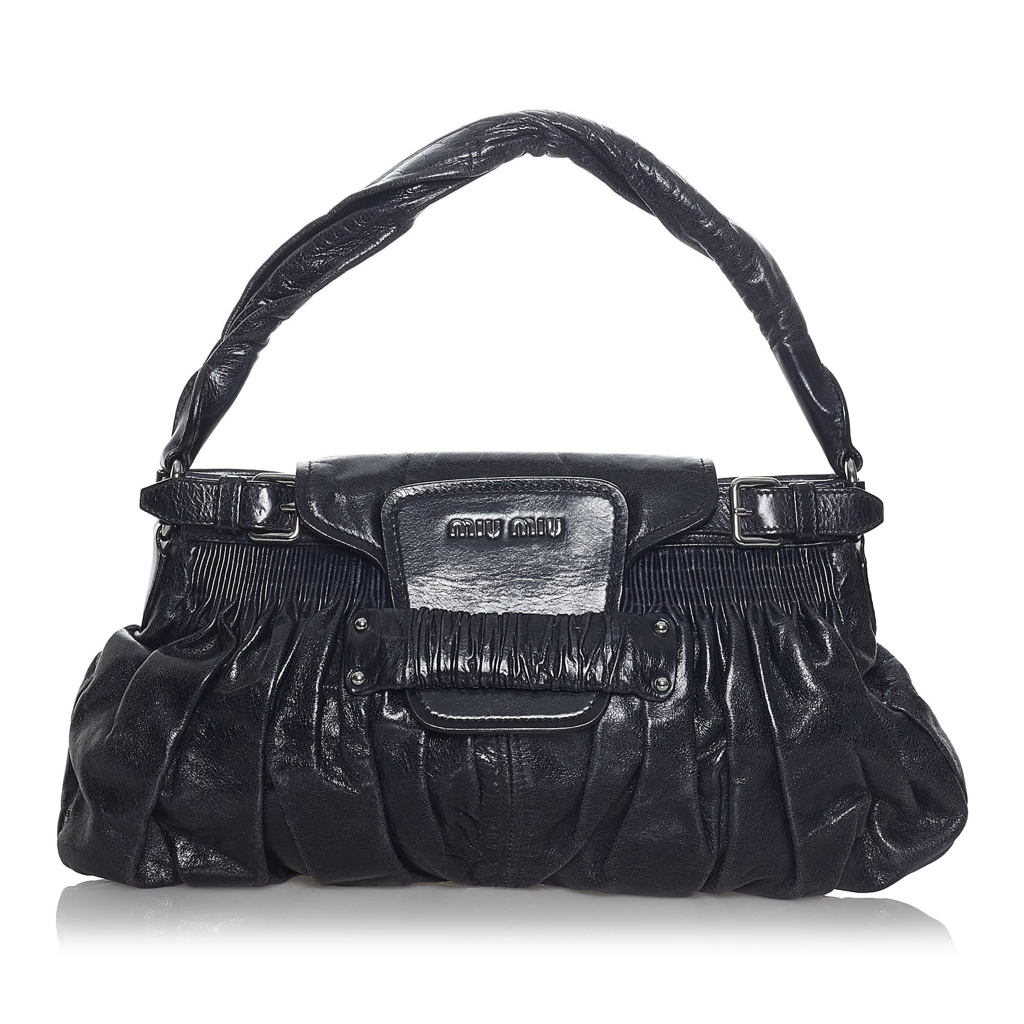 Miu Miu Leather Handbag, ONESIZE, black