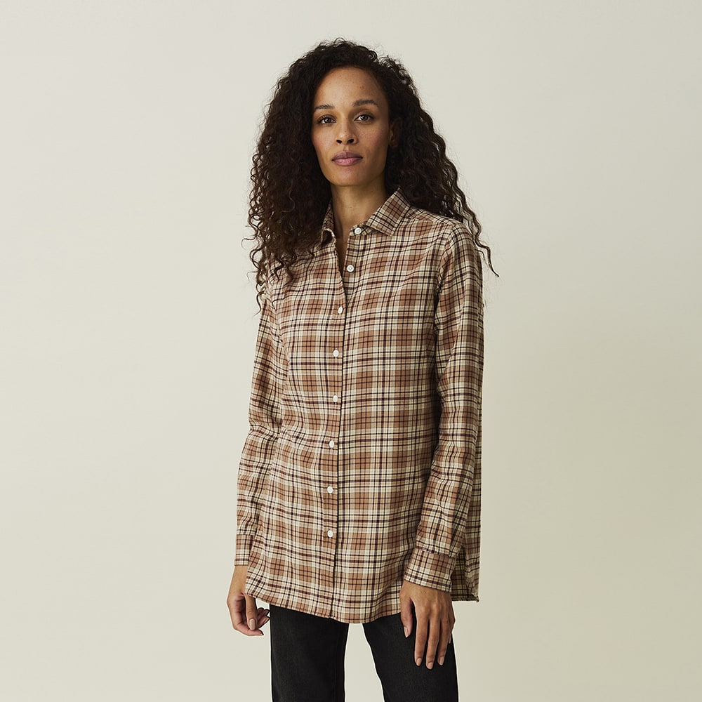 Isa Organic Cotton Flannel Shirt, beige/dark red check
