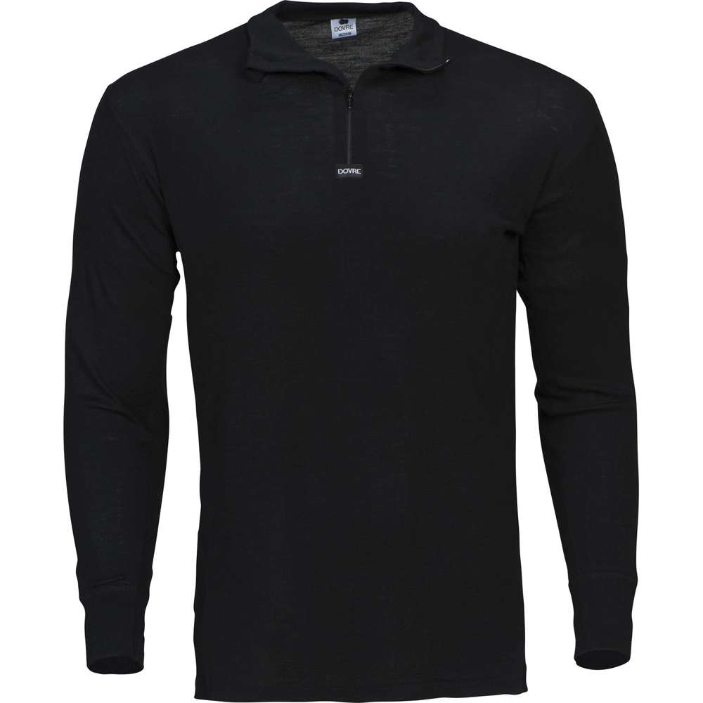 Dovre Ull Långärmad T-shirt Med Zip, black