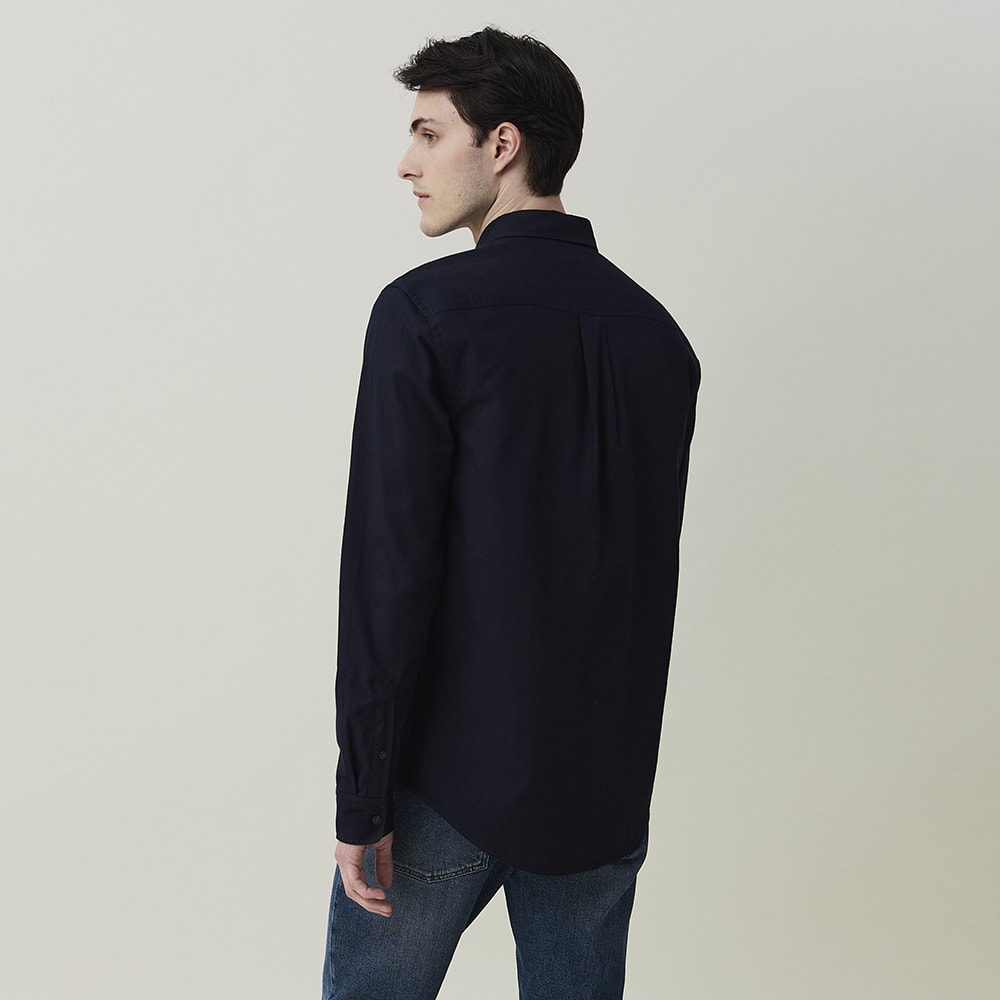 Peter Lt Flannel Organic Cotton Shirt, dark blue