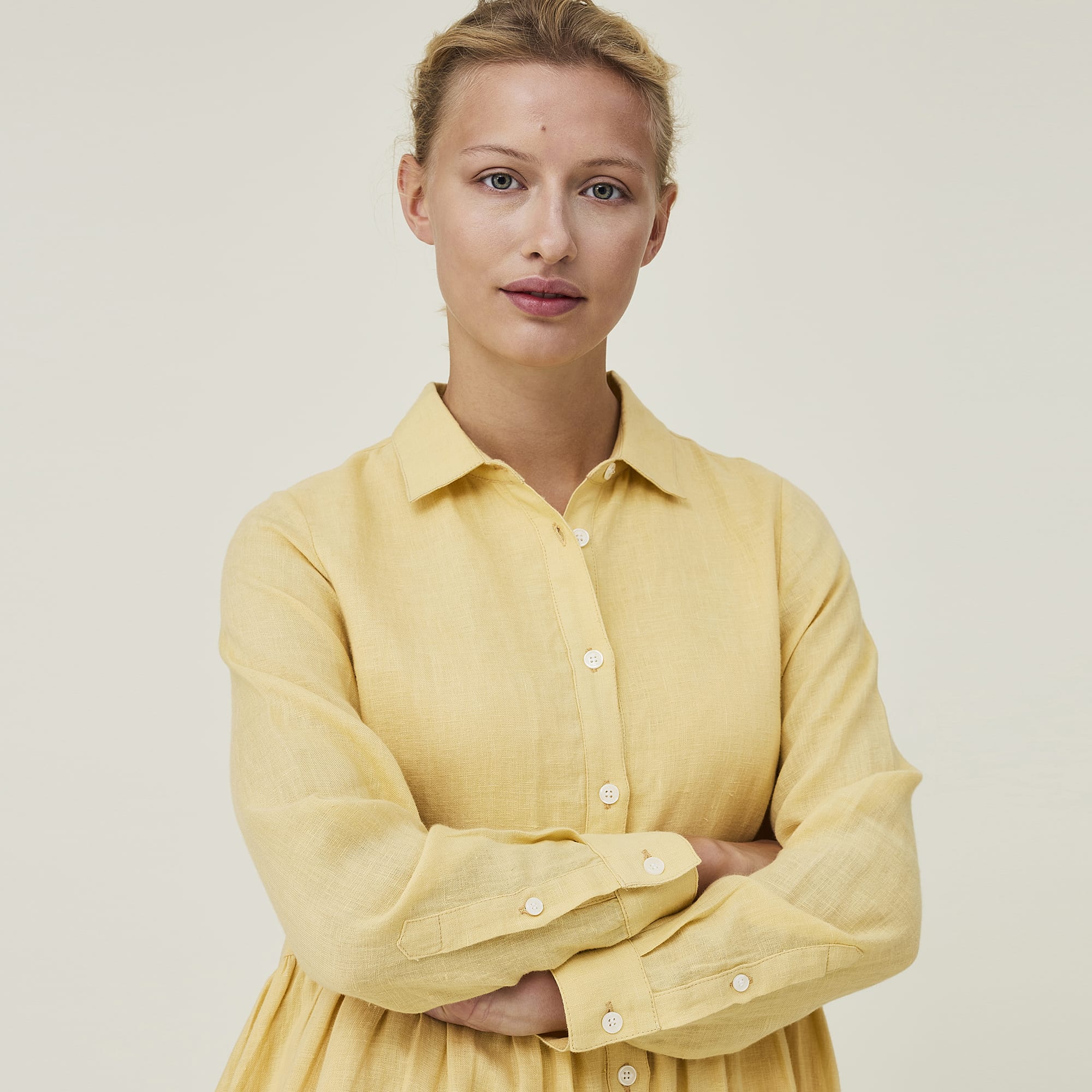 Andrea Linen Dress, yellow