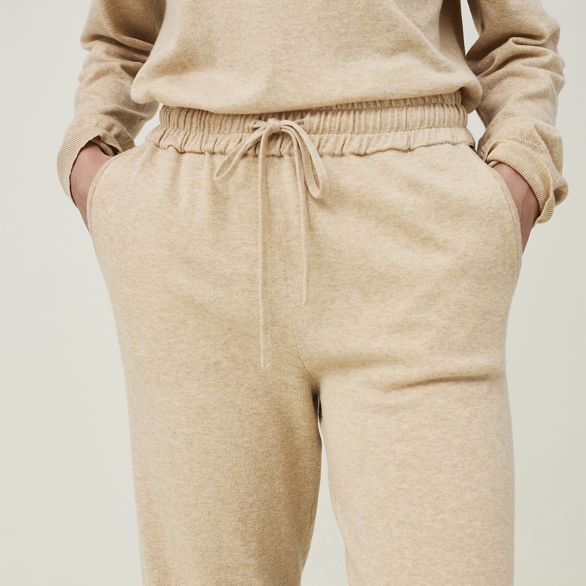 Elyssa Organic Cotton/lyocell Knitted Pants, light beige melange