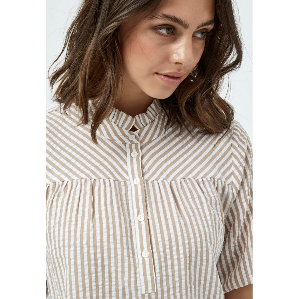 Elaine Shirt, warm sand stripe