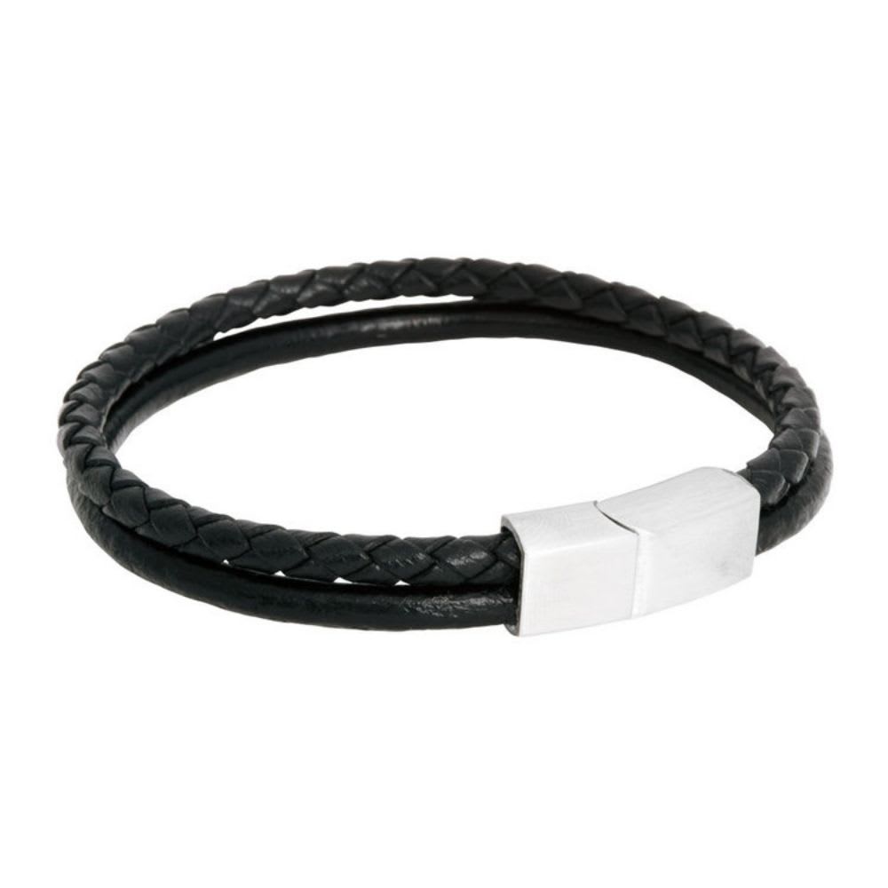 Leon Leather Bracelet Black från by BILLGREN