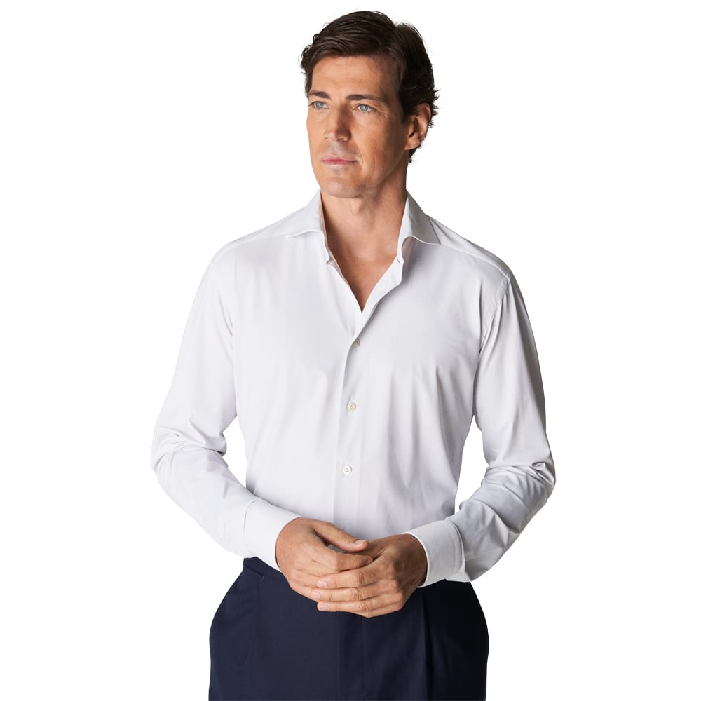 Herringbone-mönstrad Skjorta Med Fyrvägsstretch Contemporary Fit, light grey
