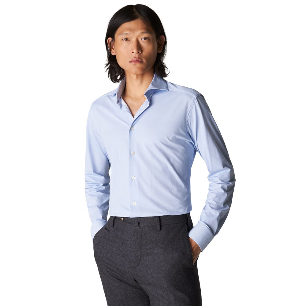 Herringbone-mönstrad Skjorta Med Fyrvägsstretch Contemporary Fit