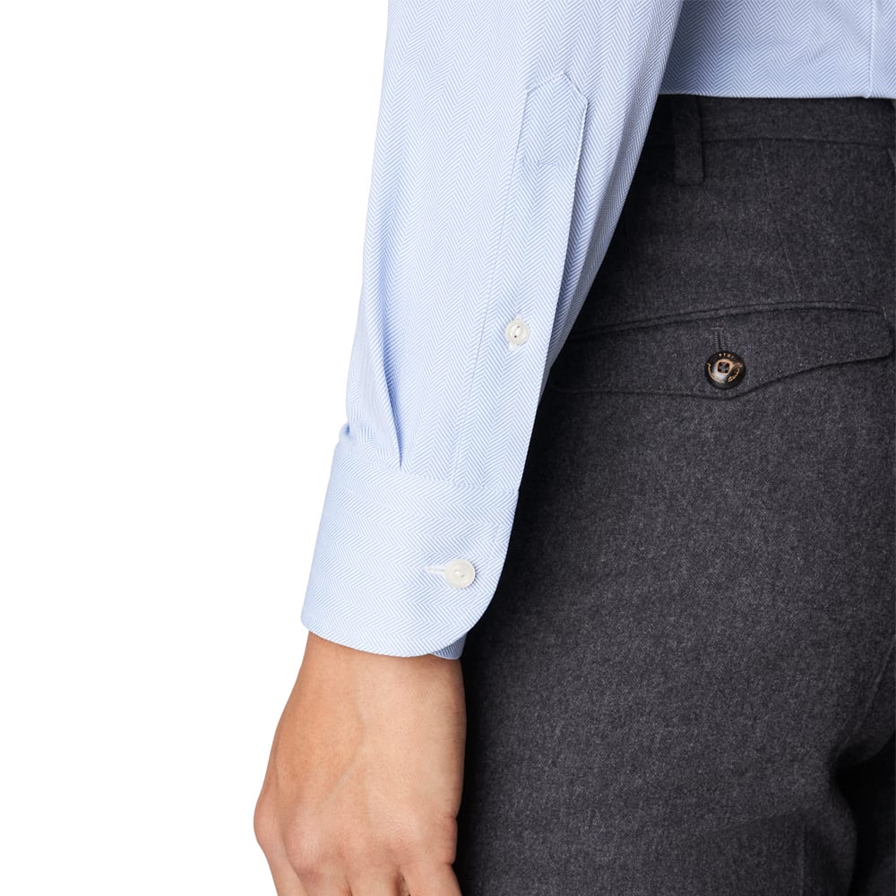 Herringbone-mönstrad Skjorta Med Fyrvägsstretch Contemporary Fit