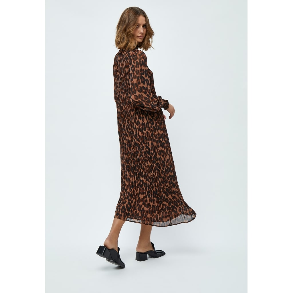 Mia Smock Long Dress 1, brown leo print