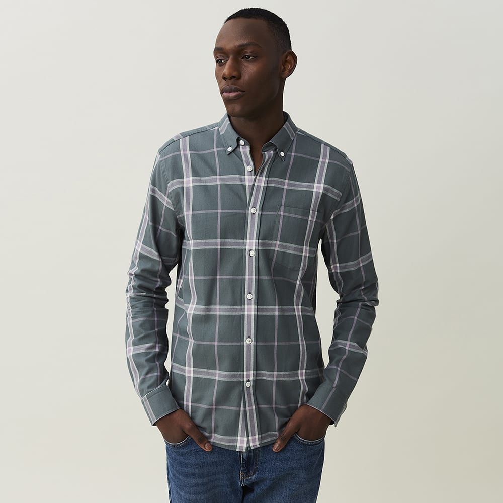 Peter Lt Flannel Checked Shirt 2, green multi check