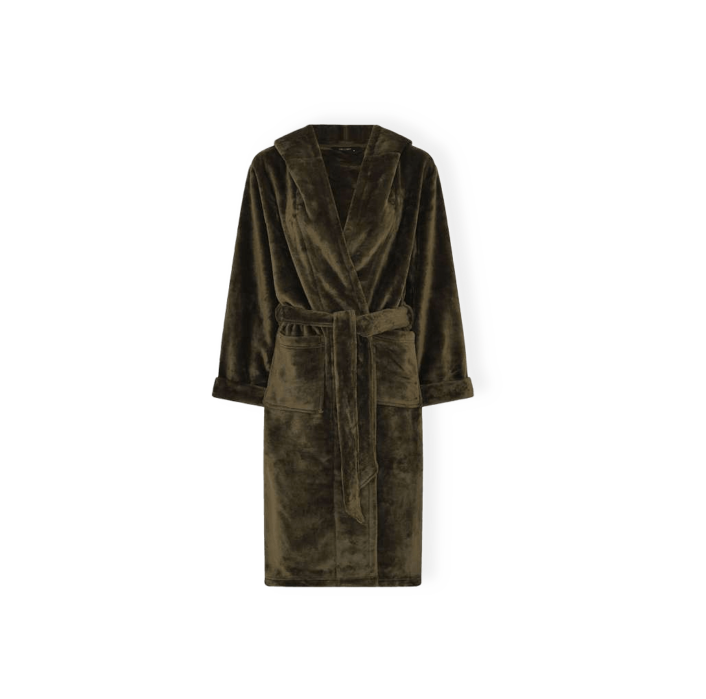Lång Morgonrock Med Huva | 100% Polyester | Brun från Decoy