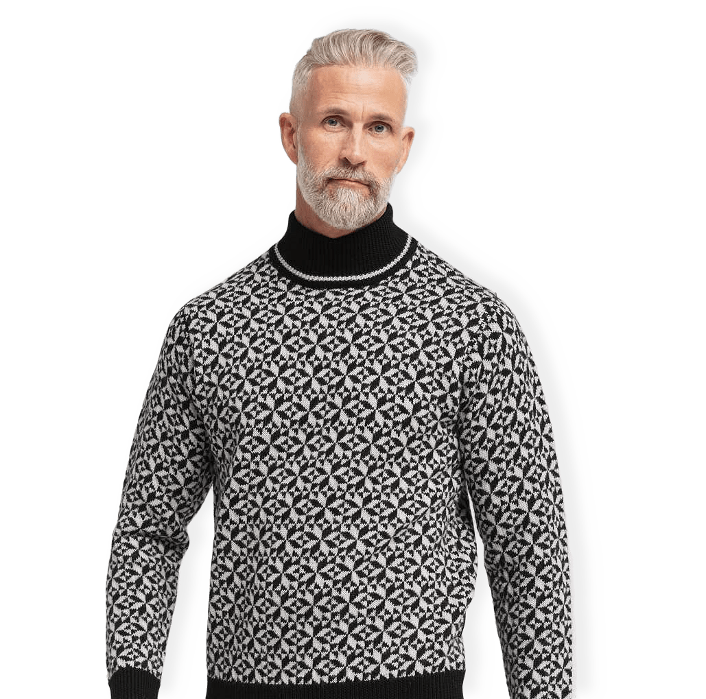 Pullover "stickad" | 100% Ull | Blå