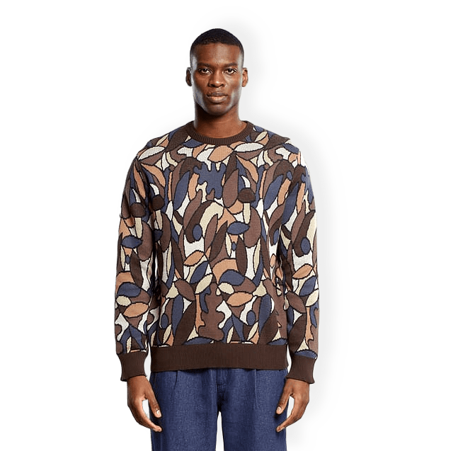 Sweater Mora Forest Leaves Coffee Brown från Dedicated