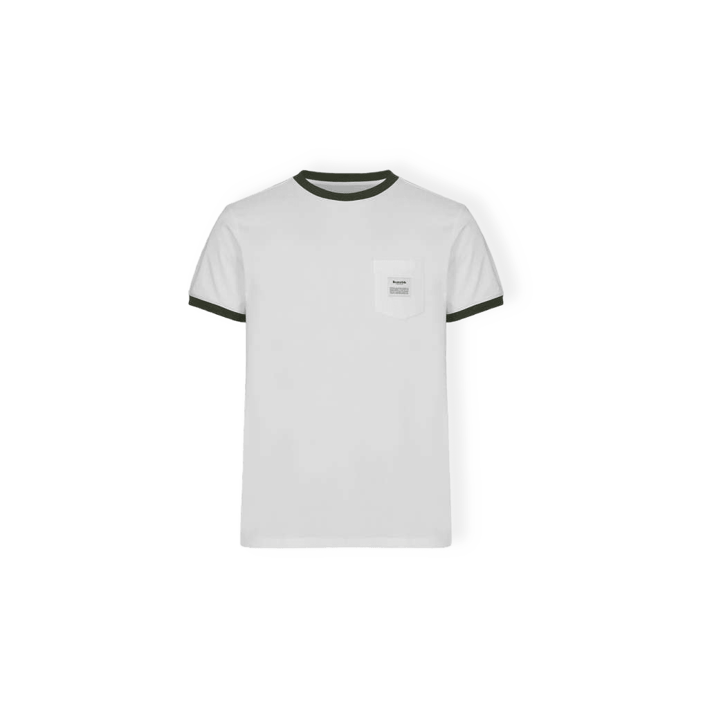 Ekologisk Bomull, T-shirt "retro Pocket", Vit/grön från Resteröds