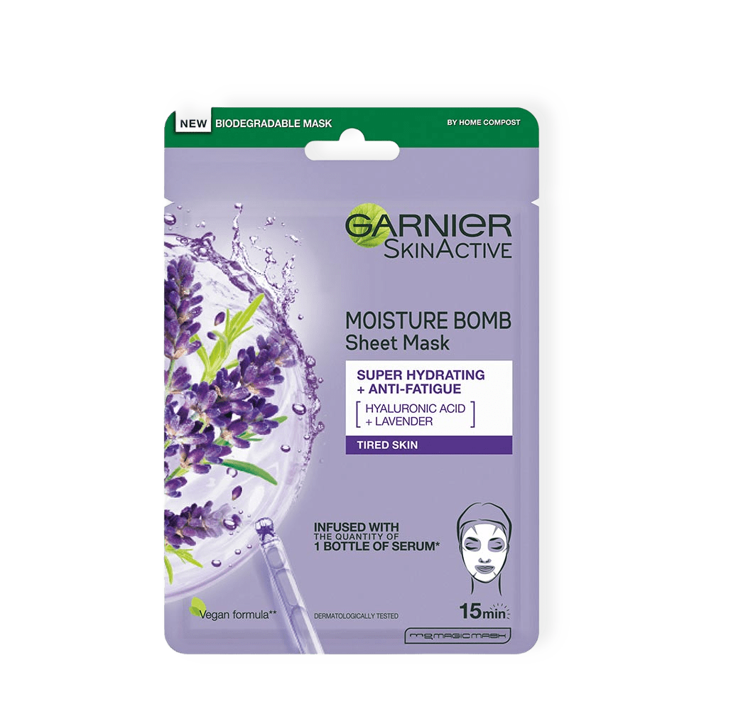 SkinActive MoistureBomb Lavender Tissue Mask från Garnier