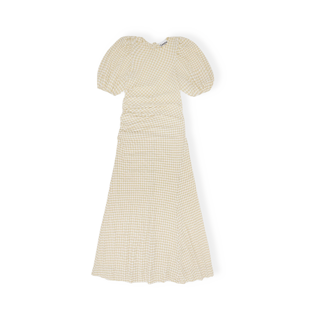 Stretch Seersucker Puff Sleeves Dress från GANNI
