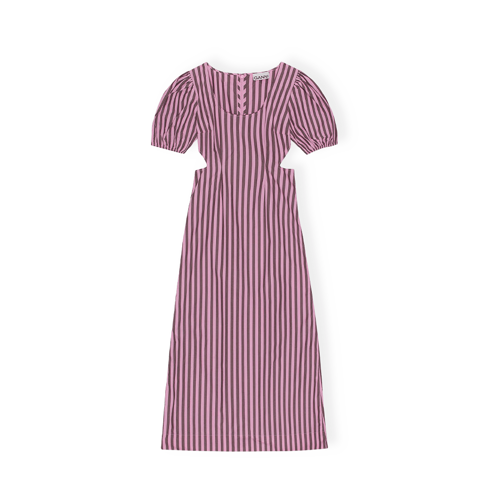 Stripe Cotton Cutout Dress från GANNI