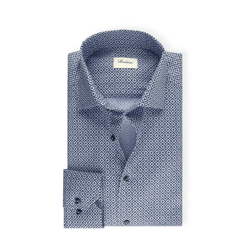 Blå Mönstrad Oxfordskjorta från Stenströms