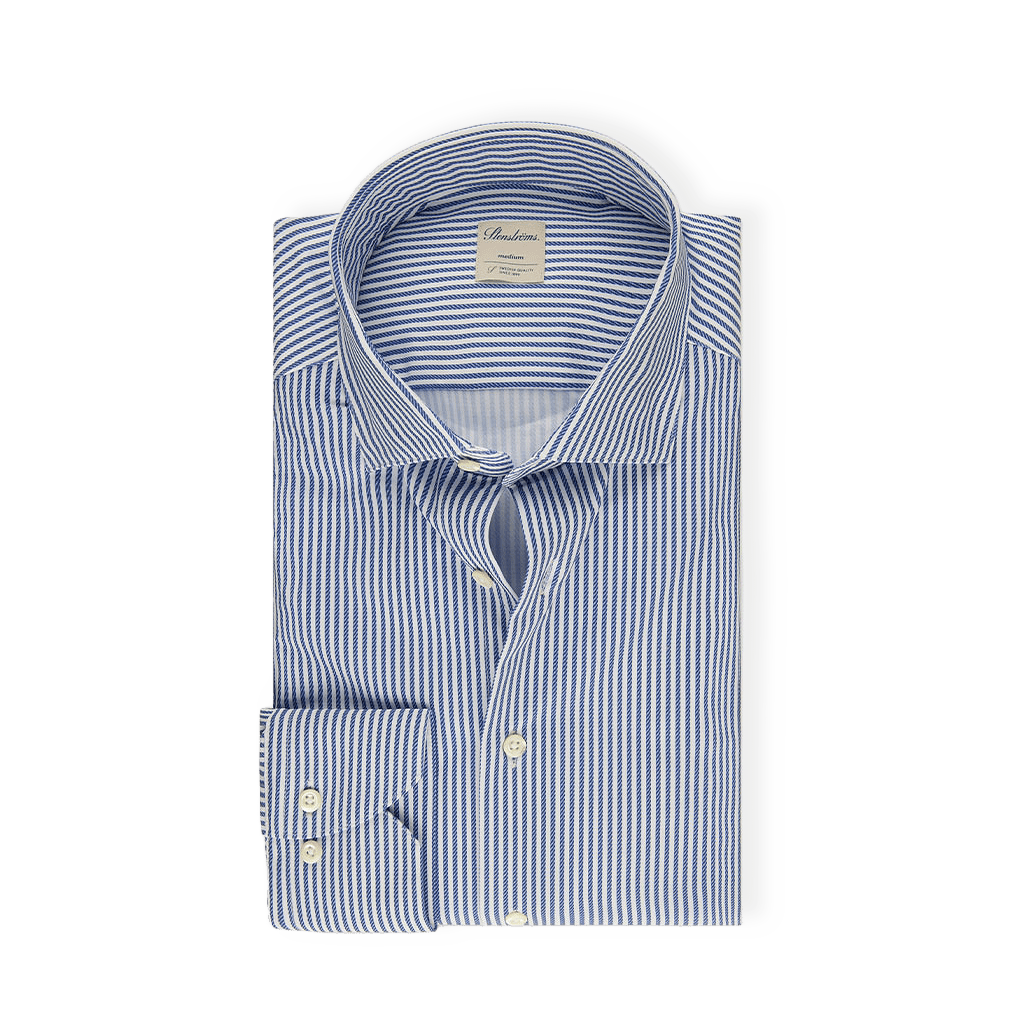 Casual Blå Randig Jerseyskjorta från Stenströms