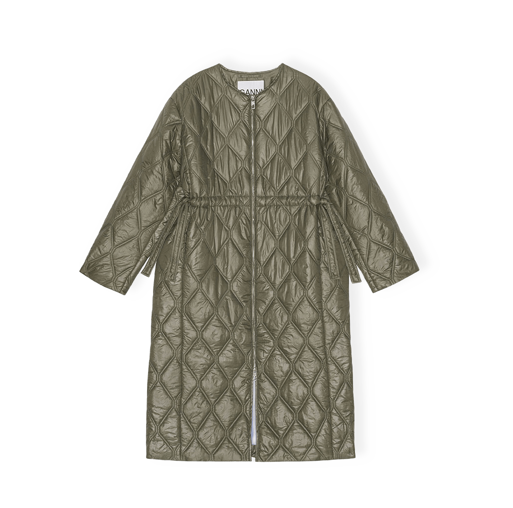 Shiny Quilt Long Coat i Kalamata från GANNI | Åhlens