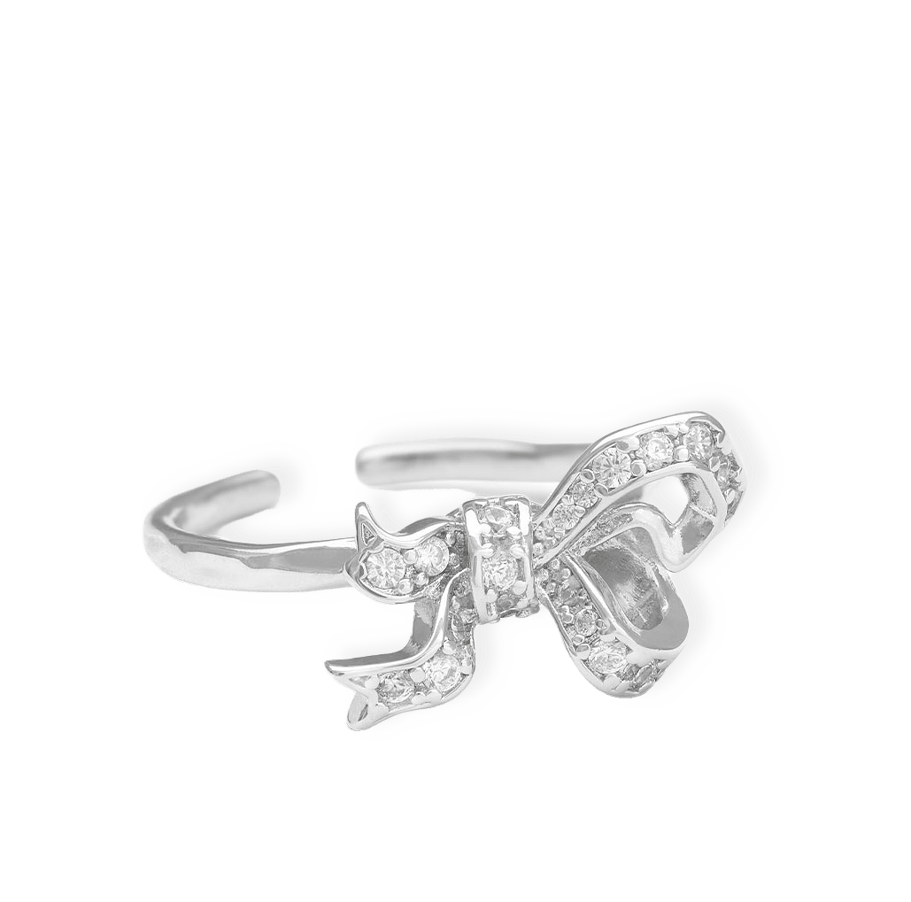 Versailles Bow Ring - Crystal Silver