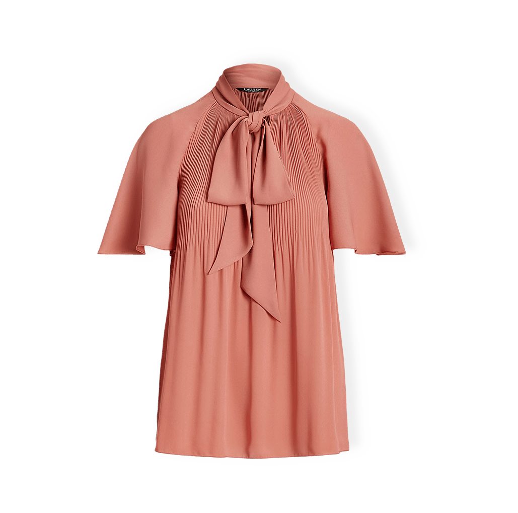 Pleated Georgette Tie-Neck Blouse från Lauren Ralph Lauren