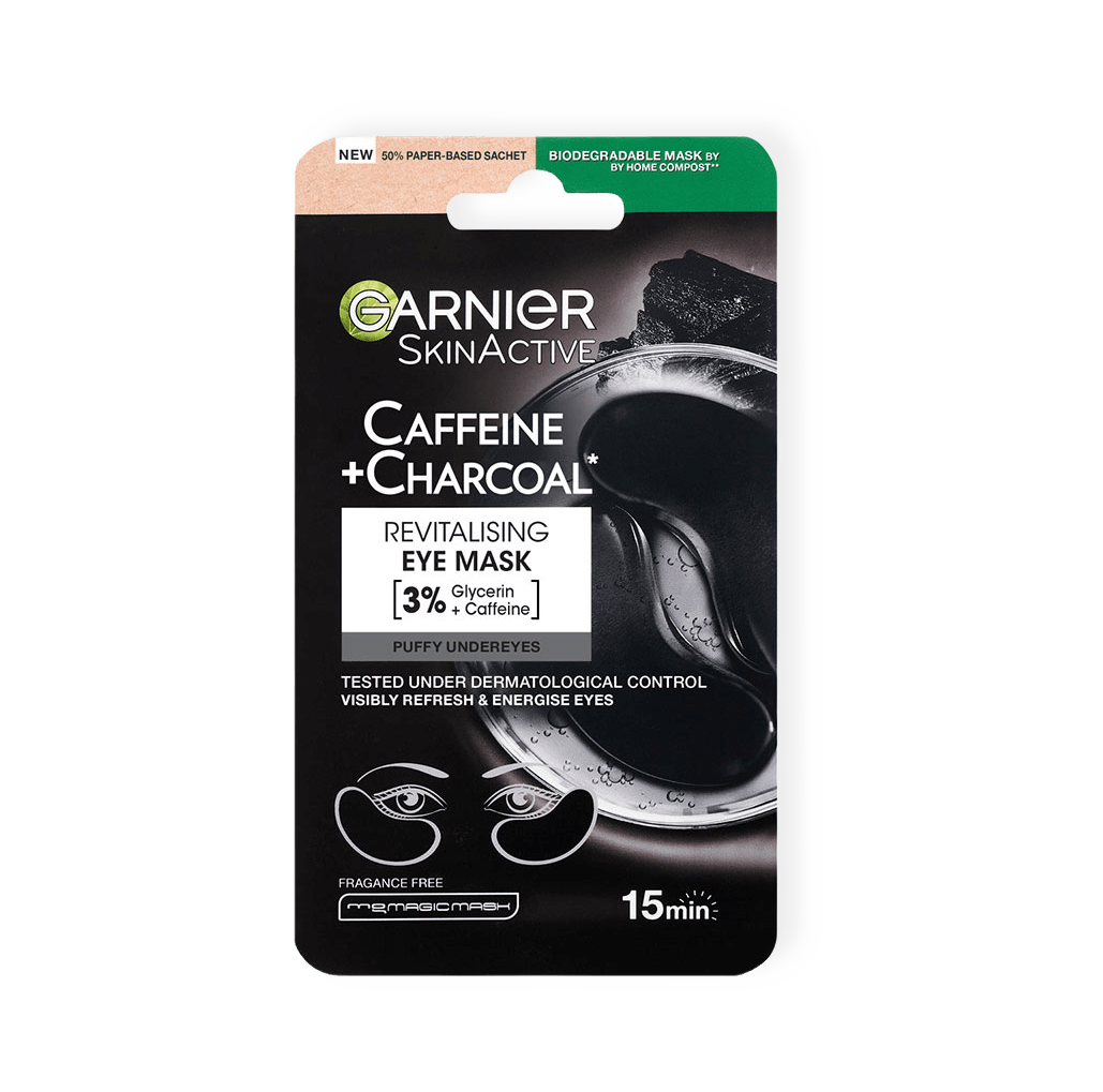 Skin Active Sheet Mask Caffeine + Charcoal från Garnier