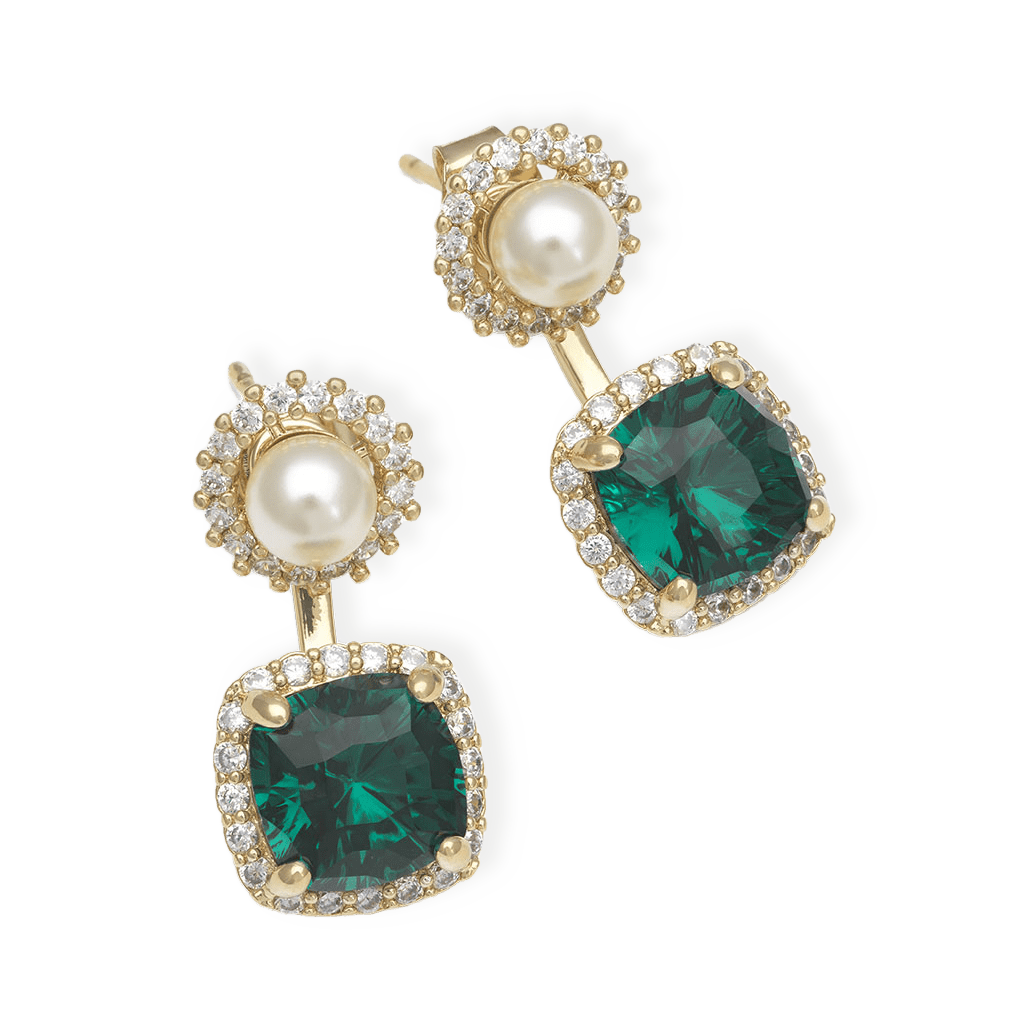 Colette earrings - Emerald square från Lily and Rose
