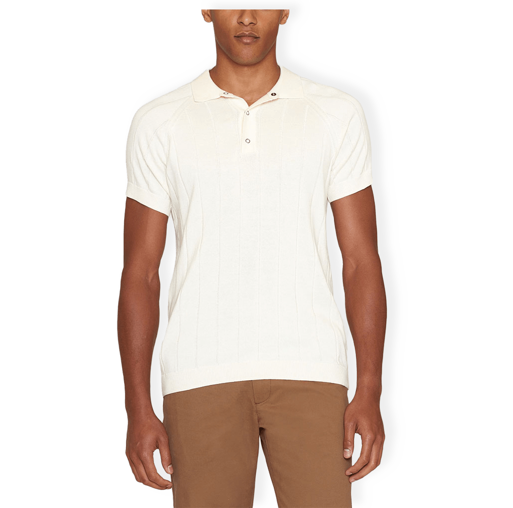 Regular short sleeved striped knitted polo från Knowledge Cotton Apparel