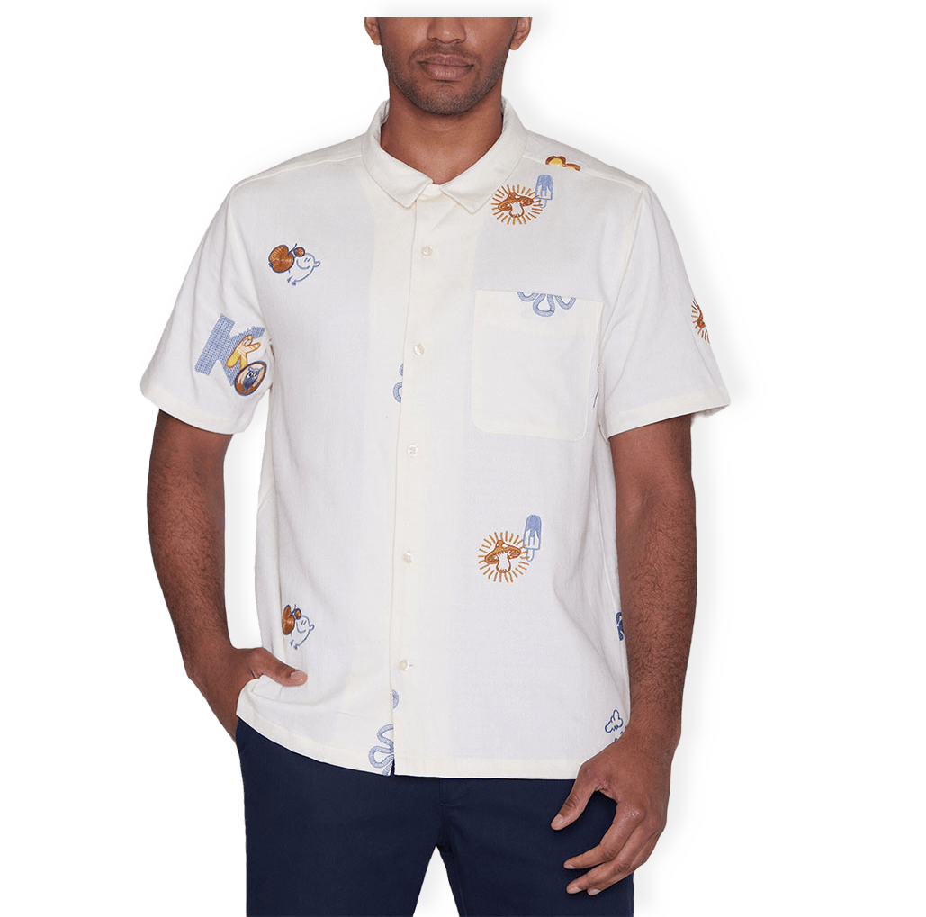 Box fit short sleeve shirt with embroidery från Knowledge Cotton Apparel