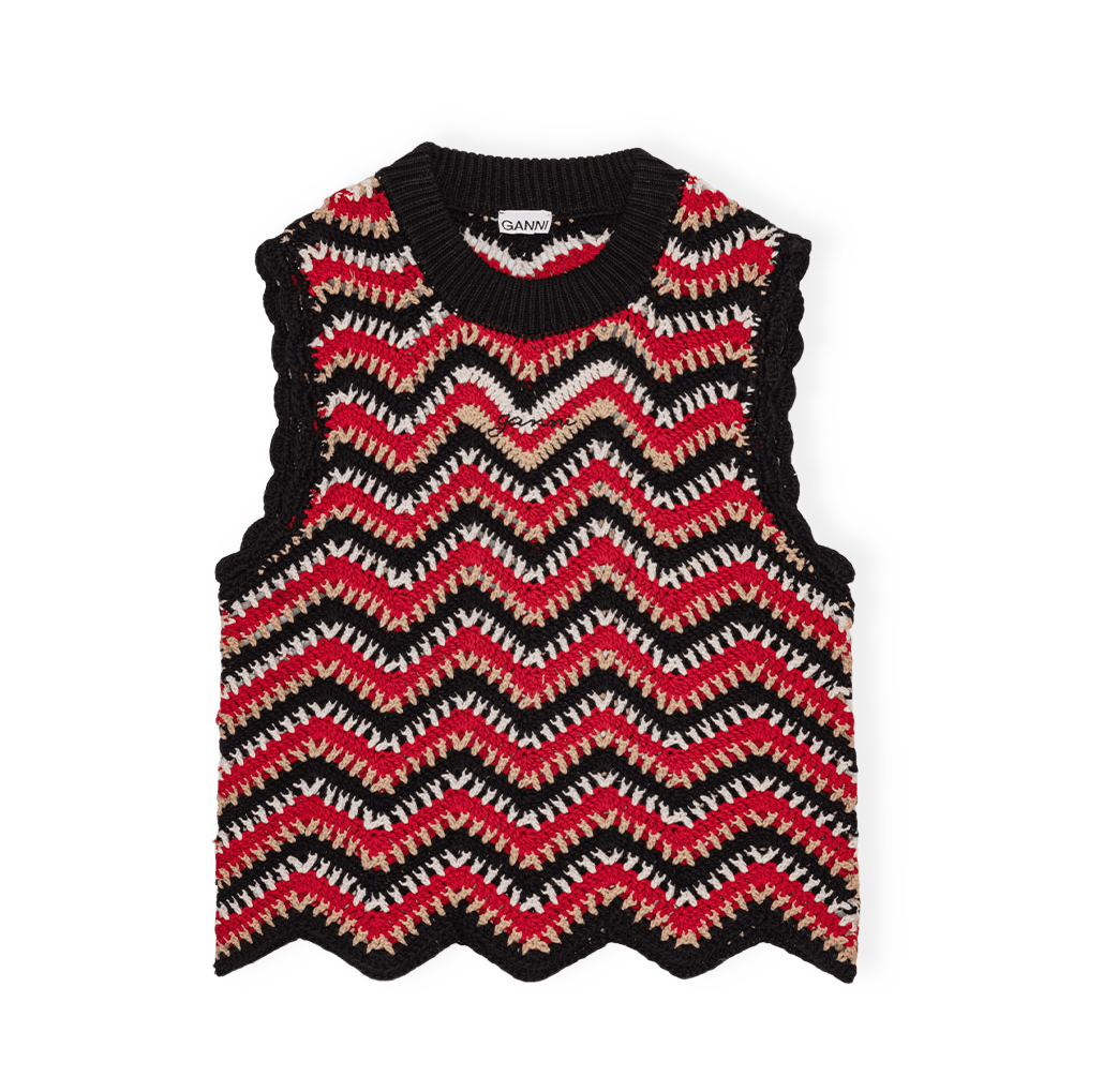 Knitted Bomull Vest Crochet från GANNI