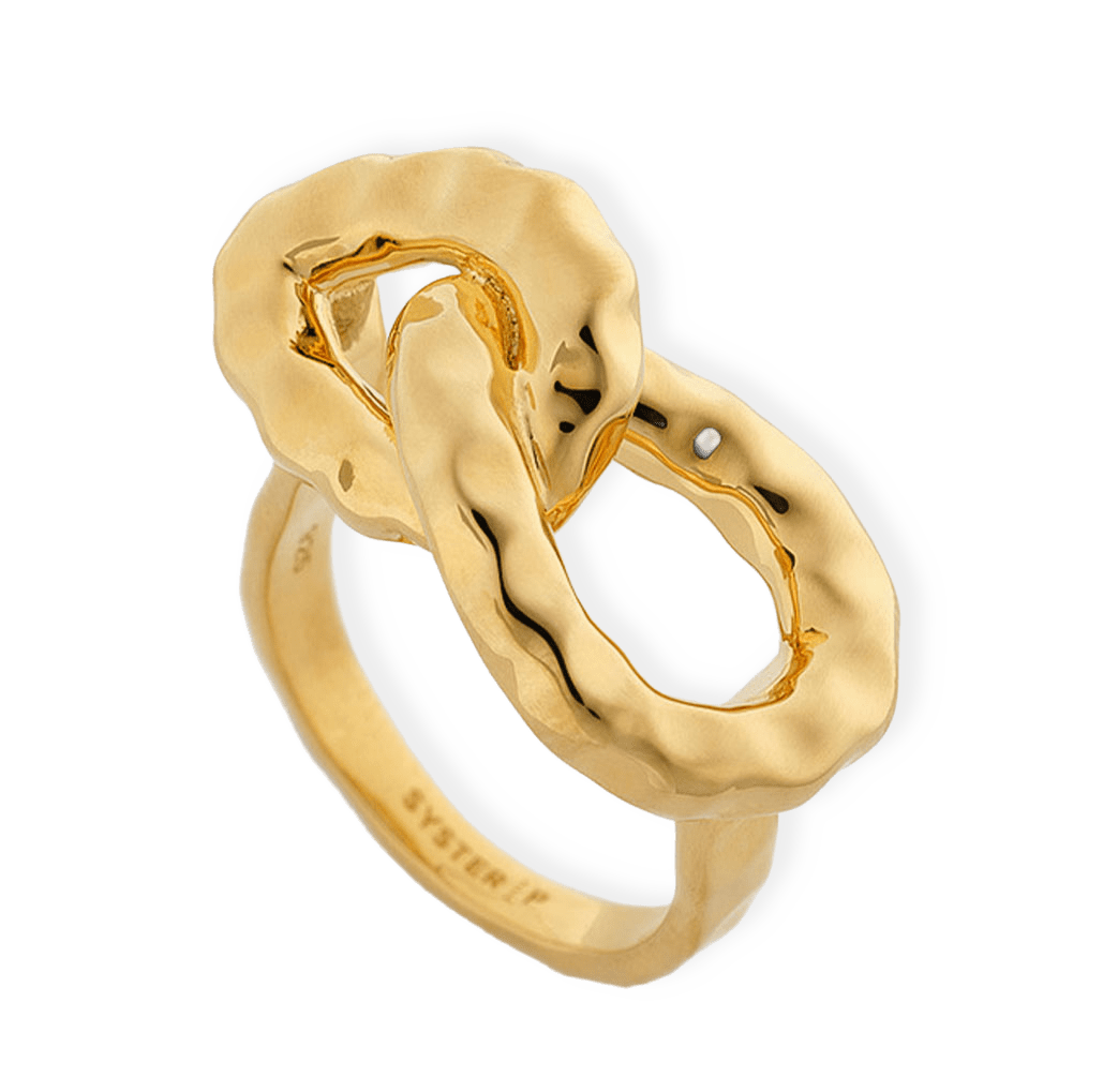 Bolded Hammered Links Ring Gold från Syster P