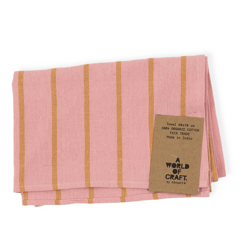 ECO WIDESTRIPE Handduk, rosa/senap från A World of Craft