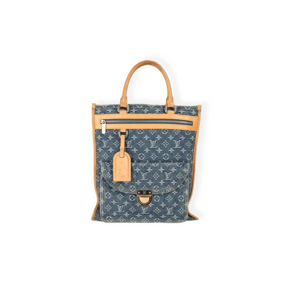 Louis Vuitton Vintage Denim Monogram Sac Plat Bag från A Retro Tale